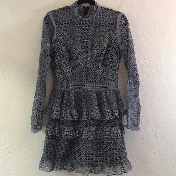 SOLD self portrait mesh-dot tiered blue dress 6 - Picture 2 of 6